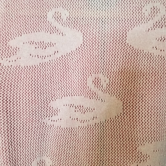 Piece of Blue Scandi Cottagecore pink swan Bomber sweater Danish Denmark - Picture 11 of 15